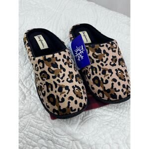 NWOB Dearform Women's Size 5/6 Brown/Tan Leopard Print House Shoes NEW